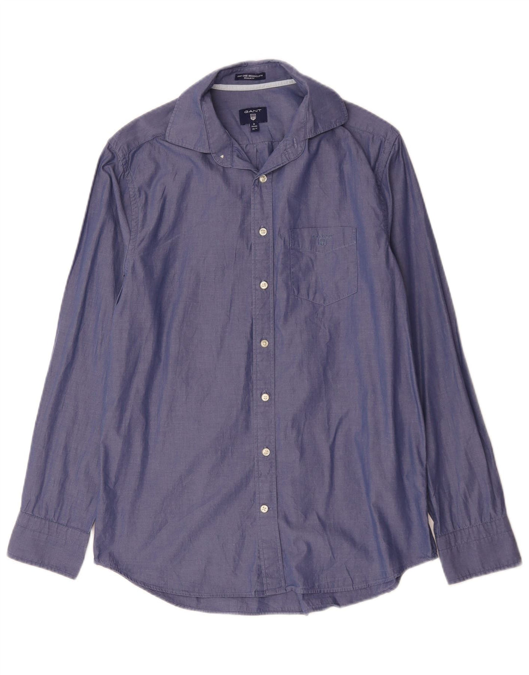 Gant Herren-Hemd mit normaler Passform, Größe 39/40, 15 3/4, mittelblaue Baumwolle