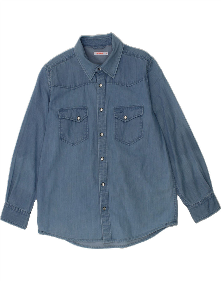 SUN68 Boys Denim Shirt 7-8 Years Blue Cotton Vintage Sun68 and Second-Hand Sun68 from Messina Hembry 