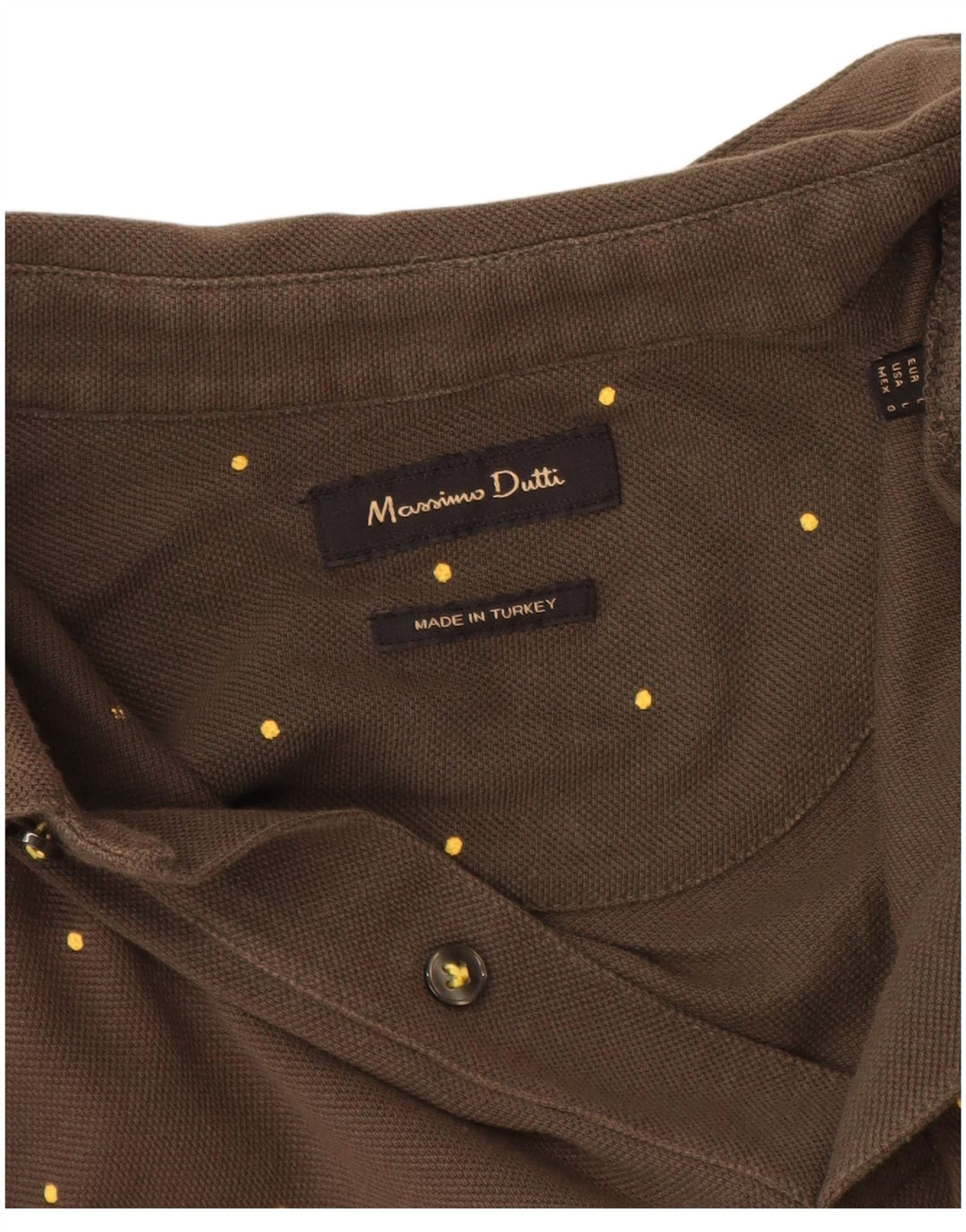 Massimo Dutti Herren-Poloshirt, groß, Khaki, gepunktet