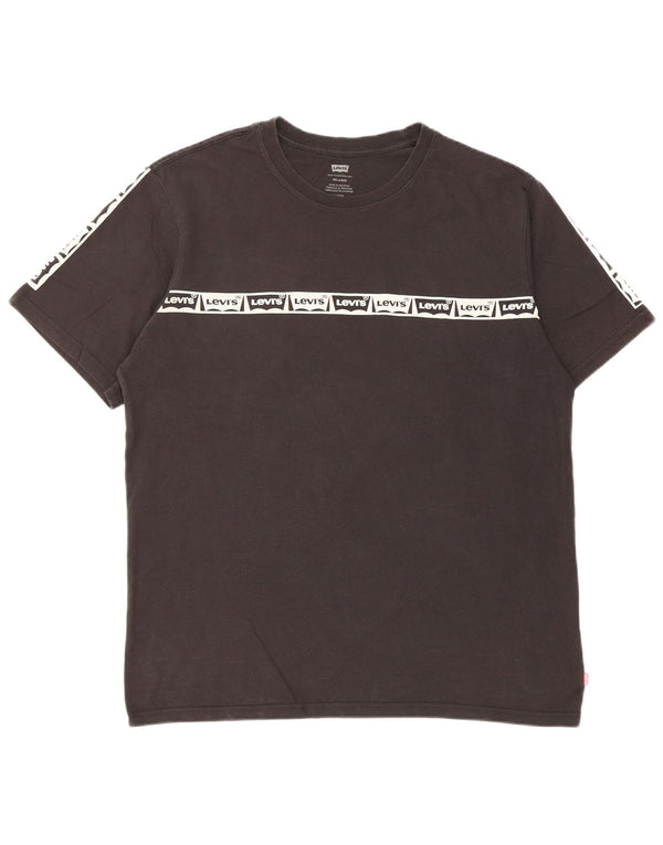 Levi's Herren Larston Relaxed Fit Grafik-T-Shirt-Oberteil aus mittelschwarzer Baumwolle