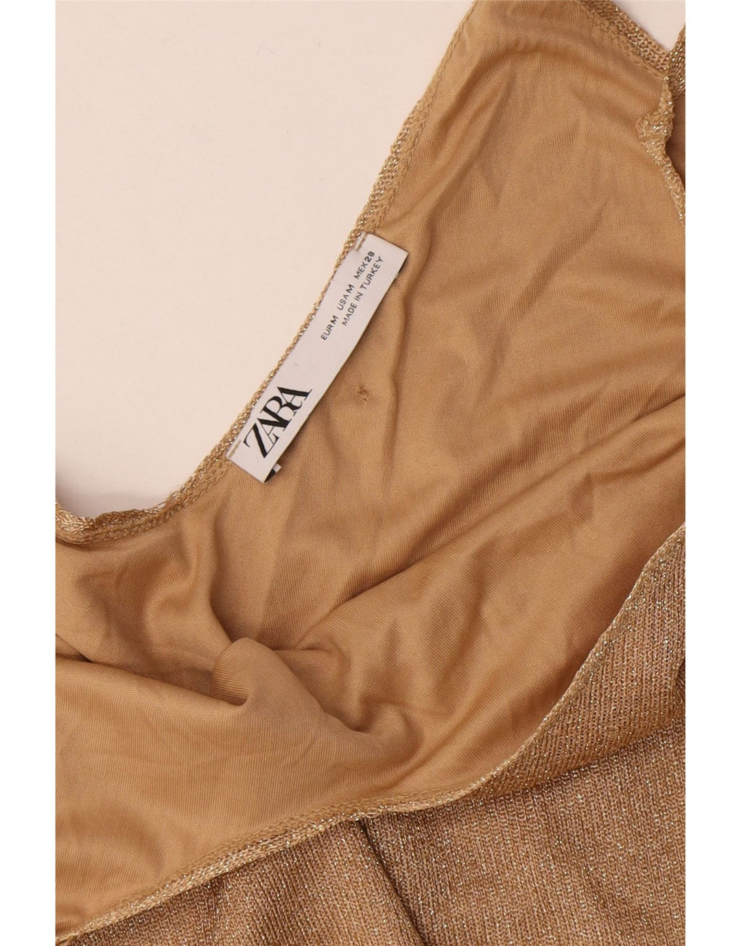 Zara Damen Slip Dress UK 12 Medium Gold Polyester