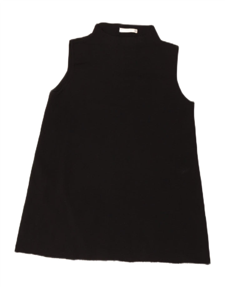 Zara Damen Ärmelloses Tunika-Top UK 12 Medium Schwarz