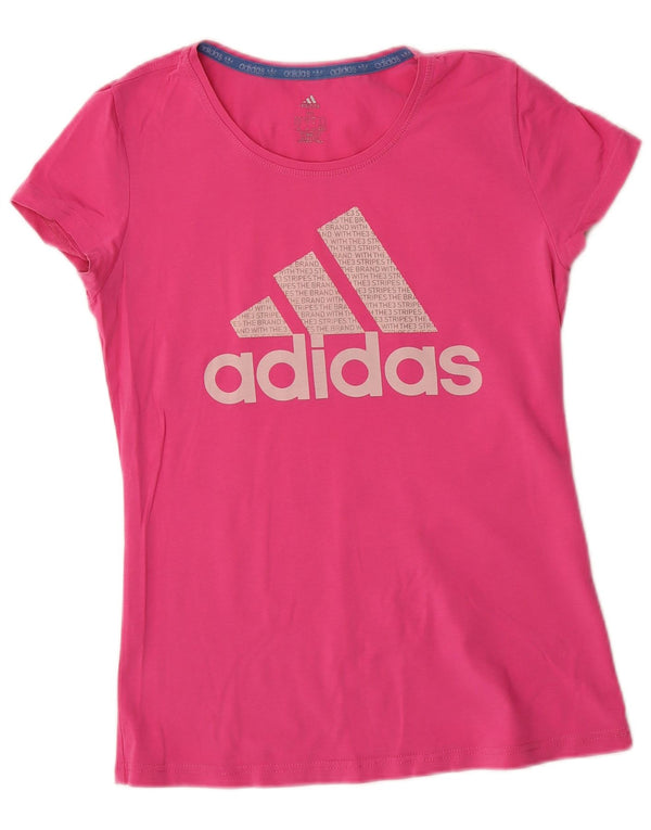 Adidas Damen Climalite Graphic T-Shirt Top UK 12 Mittelrosa
