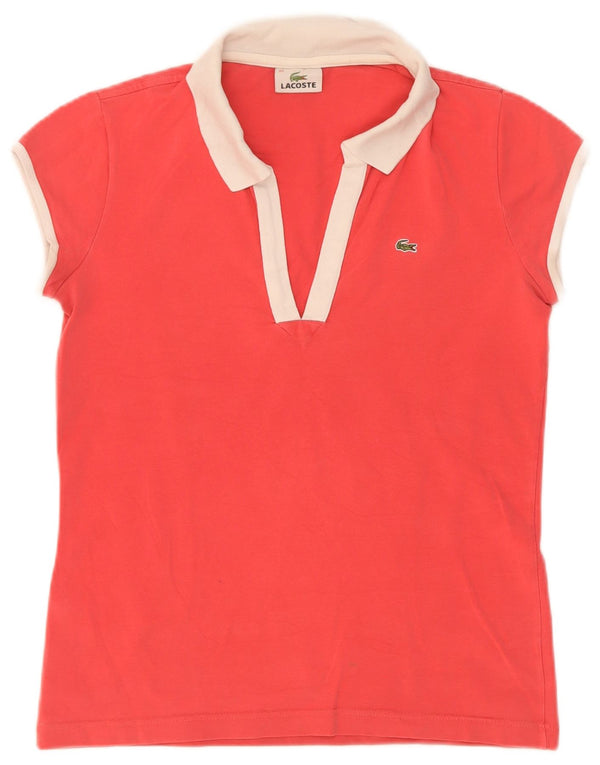 Lacoste Womens Polo Shirt Size 40 Medium Red Colourblock Cotton