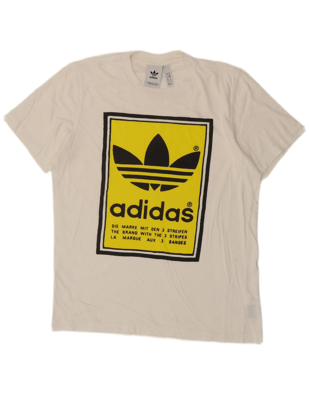 ADIDAS Herren Grafik-T-Shirt-Oberteil aus mittelweißer Baumwolle