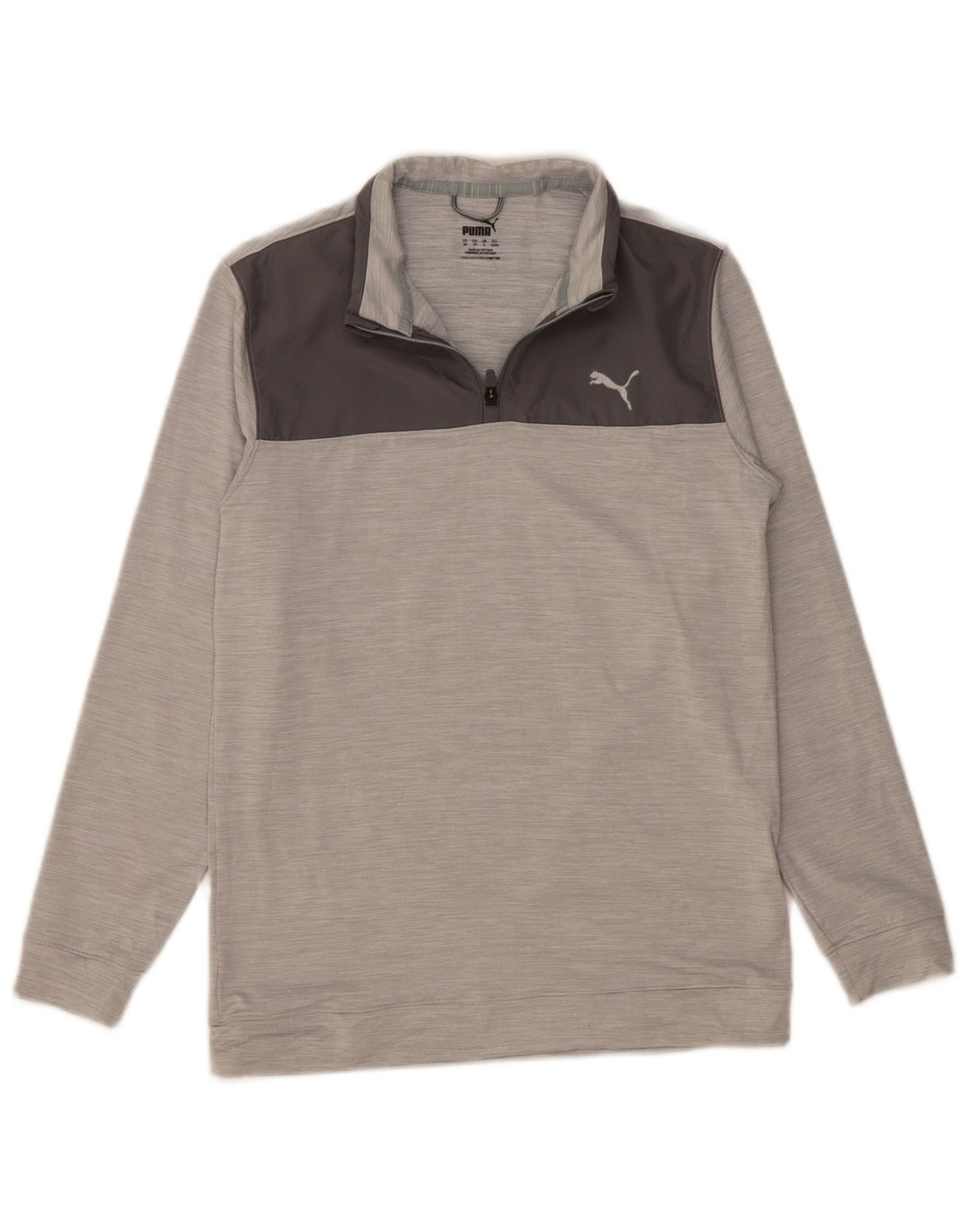 PUMA Herren-Sweatshirt mit Reißverschluss am Hals, klein, grau, Farbblock-Polyester