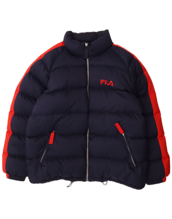Fila Herren Wattierte Jacke UK 44 2XL Marineblau Colourblock Polyester