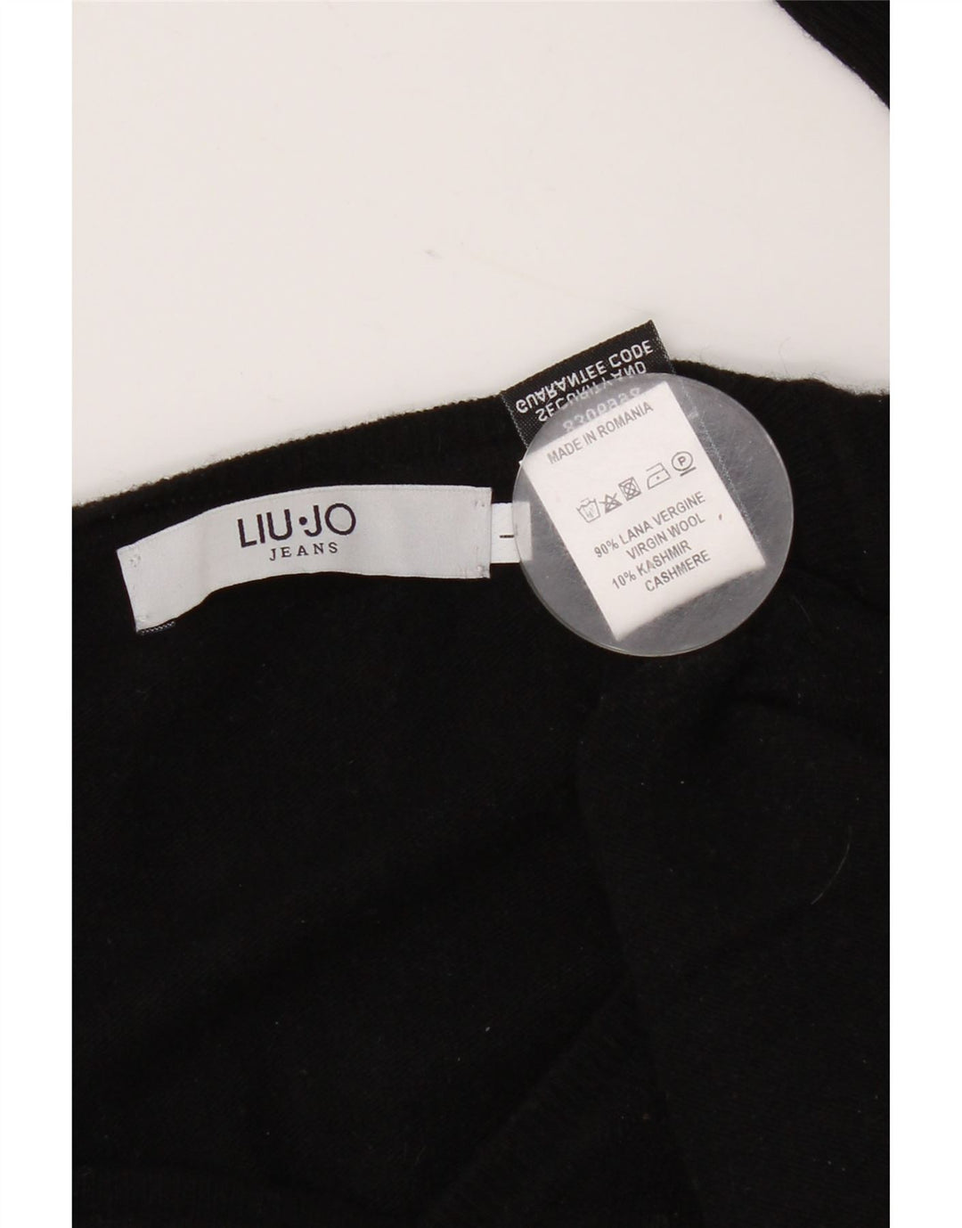 Liu Jo Herren-Pullover mit V-Ausschnitt, groß, schwarze Schurwolle