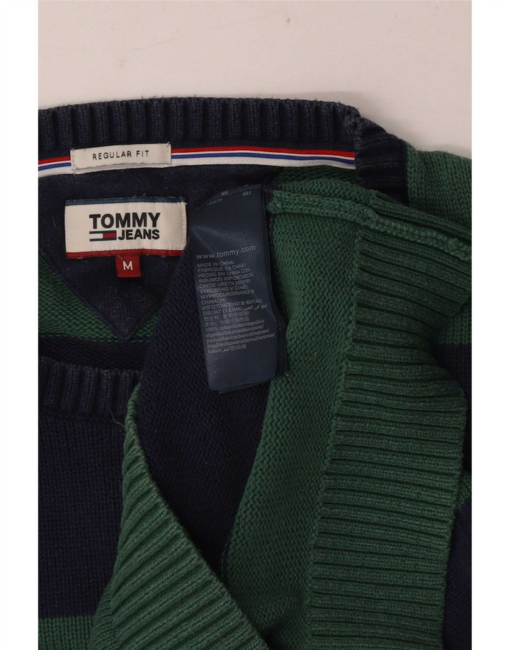 Tommy Hilfiger Herren-Pullover mit Rundhalsausschnitt, mittelgrün gestreift