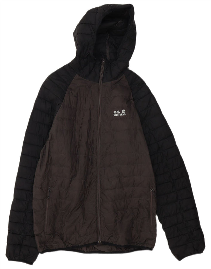 Jack Wolfskin Herren-Jacke mit Kapuze, gepolstert, UK 40, Größe L, Grau, Farbblock