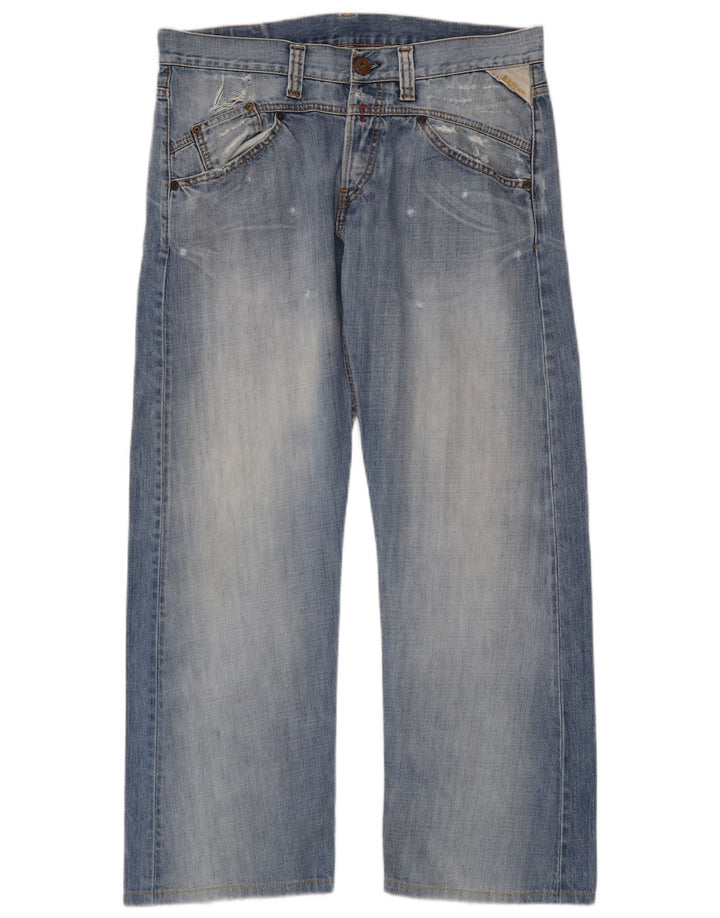 Replay Herren Distressed Straight Jeans W34 L30 Blaue Baumwolle