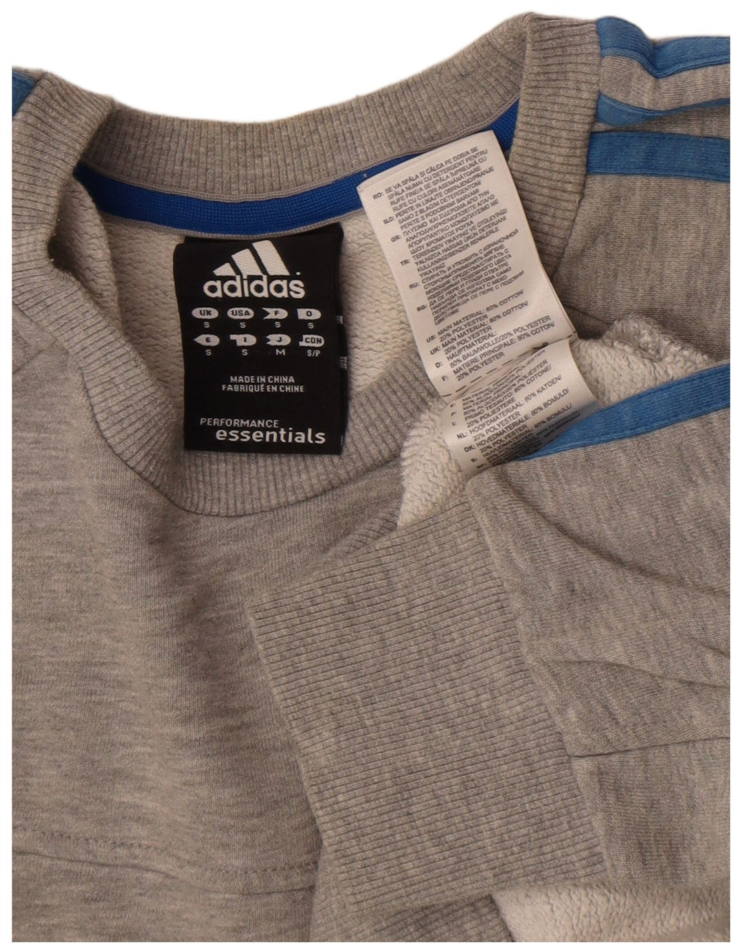 Adidas Herren-Sweatshirt-Pullover, klein, grau gefleckte Baumwolle