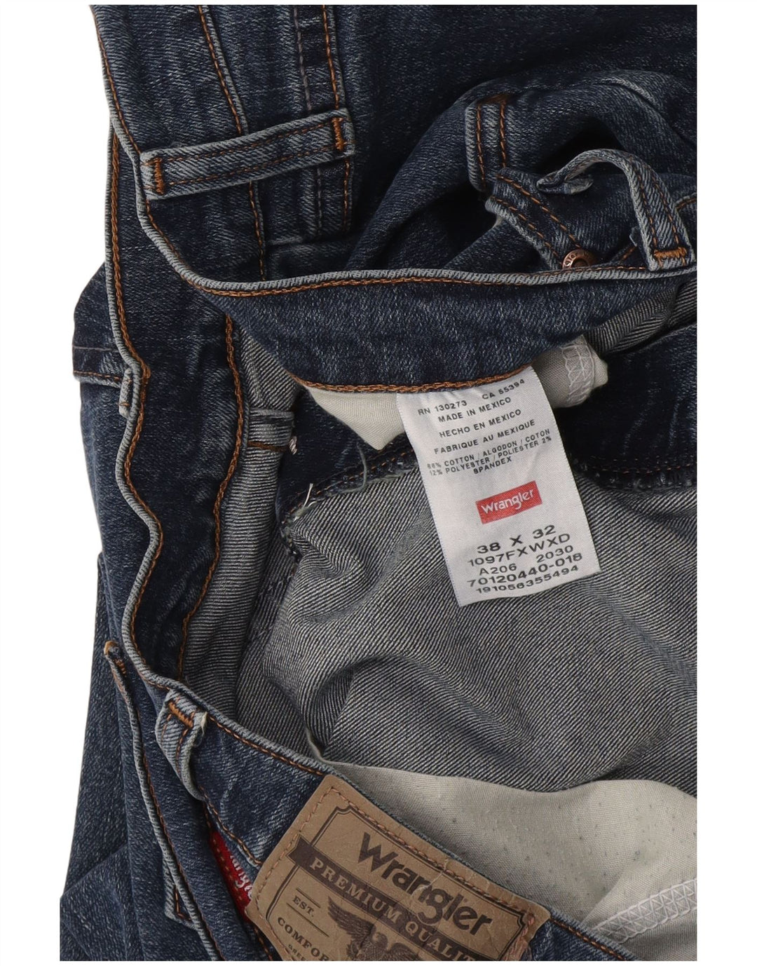 Wrangler Herren Straight Jeans W38 L32 Blaue Baumwolle