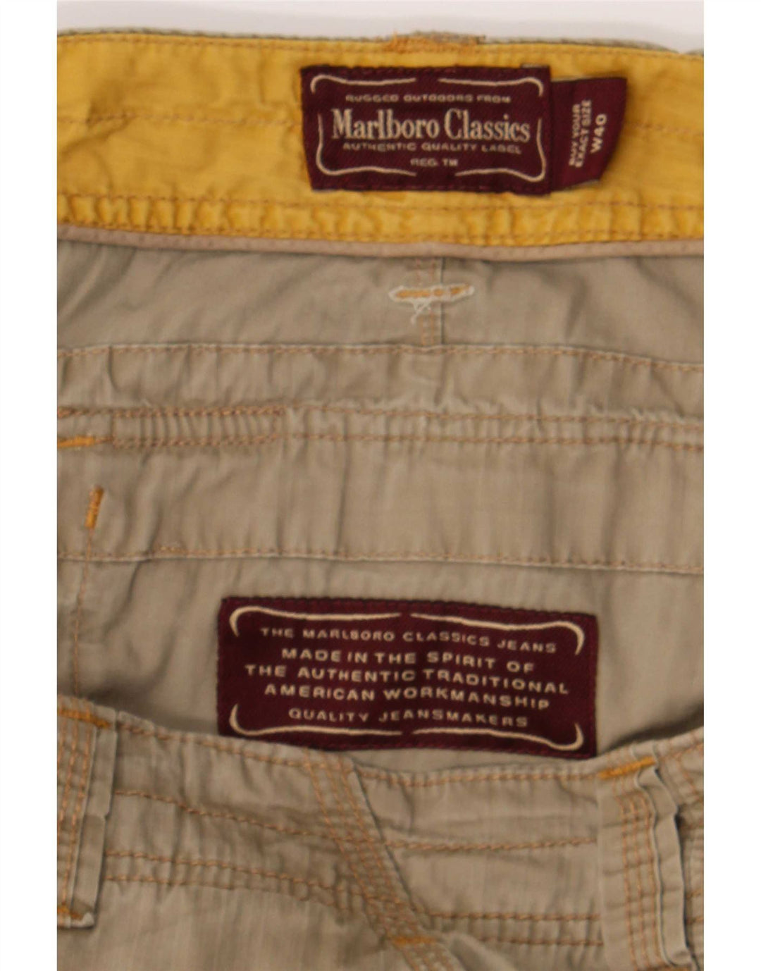 Marlboro Classics Herren-Cargoshorts mit normaler Passform, W40, XL, Khaki, Baumwolle