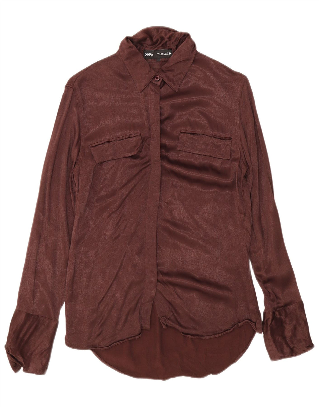 Zara Damen Hemdbluse UK 10 Small Braun