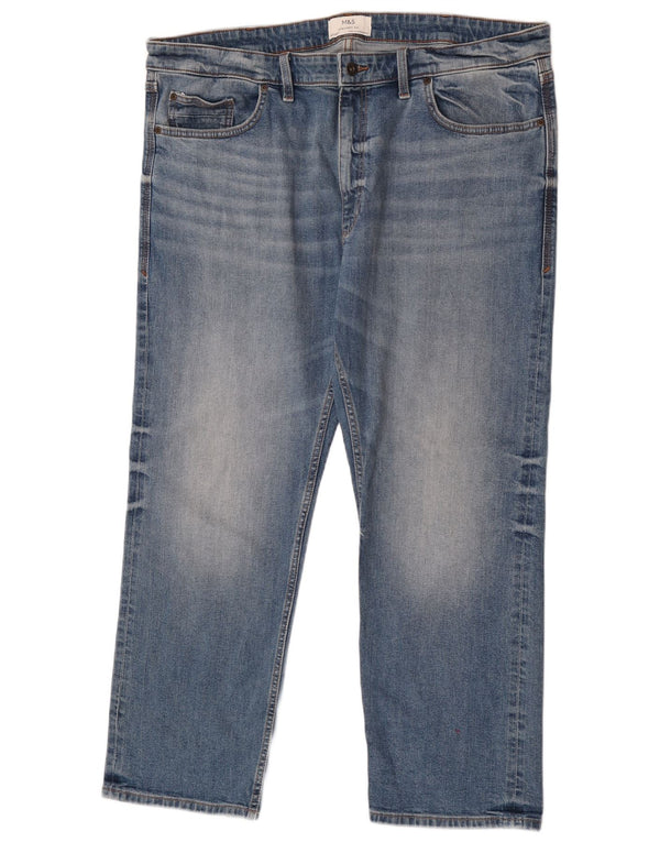 Marks & Spencer Herren Straight Jeans W40 L29 Blaue Baumwolle