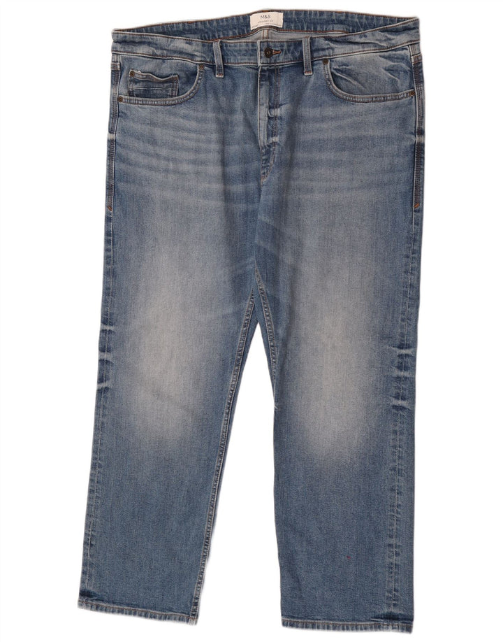 Marks & Spencer Herren Straight Jeans W40 L29 Blaue Baumwolle