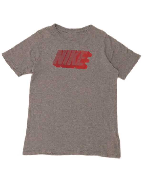 Nike Girls Graphic T-Shirt Top 13-14 Years XL Grey Flecked Cotton