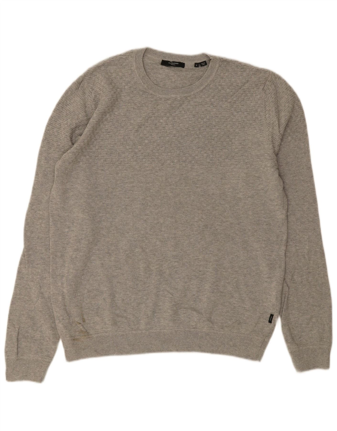 Jack & Jones Herren-Pullover mit Rundhalsausschnitt, Größe L, aus grauer Baumwolle