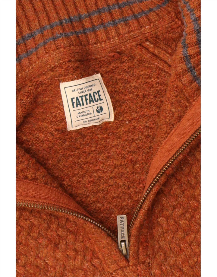 Fat Face Herren-Pullover mit Reißverschluss am Hals, 3XL, brauner Chevron