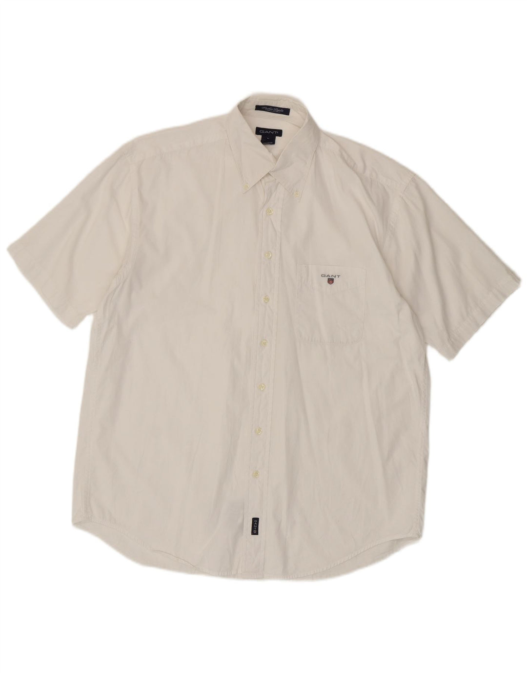 Gant Herren-Hemd, kurzärmelig, normale Passform, groß, aus weißer Baumwolle