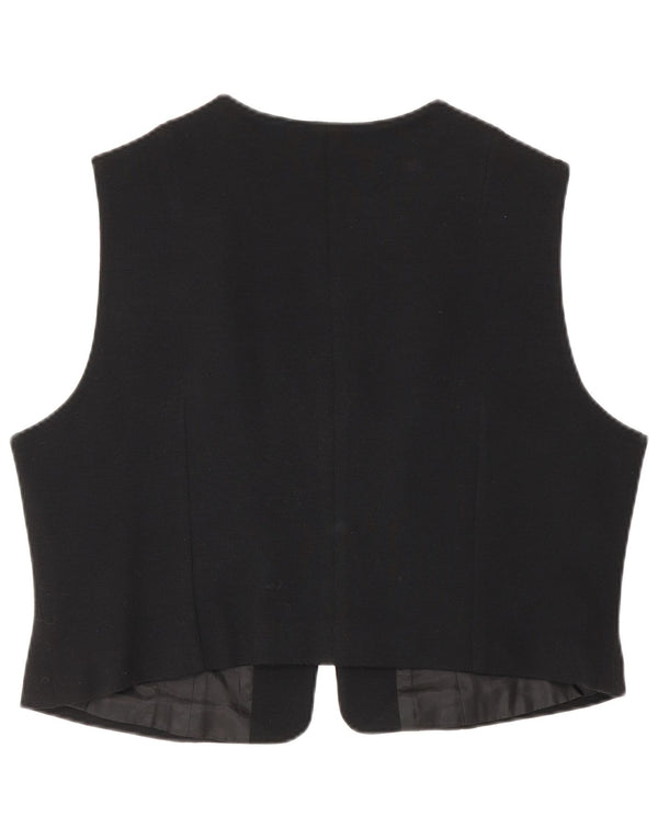 Vintage Damen Crop Weste UK 18 XL Schwarz Floral Acetat