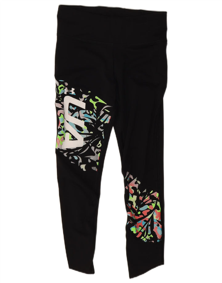 Under Armour Damen Heat Gear Abstract Pattern Leggings UK 12 Medium Schwarz