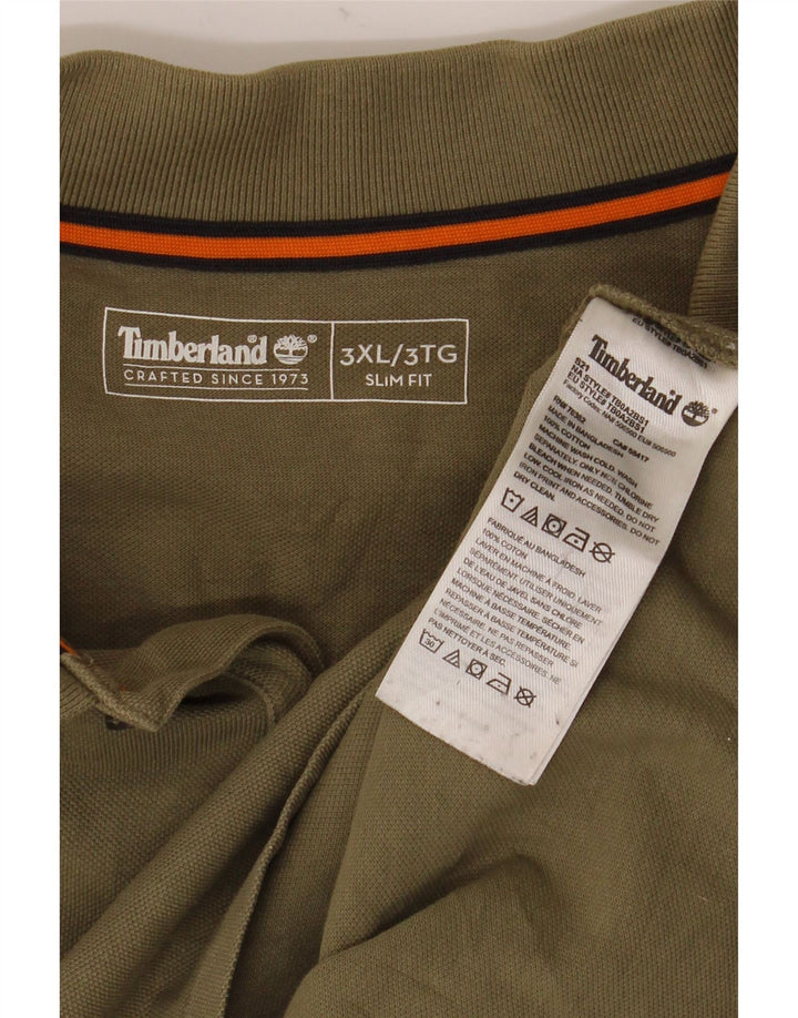 TIMBERLAND Herren Slim Fit Poloshirt 3XL Khaki Baumwolle