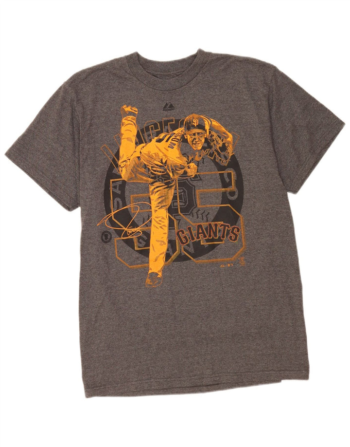 Majestic Herren Giants Grafik-T-Shirt-Oberteil aus mittelgrauer Baumwolle