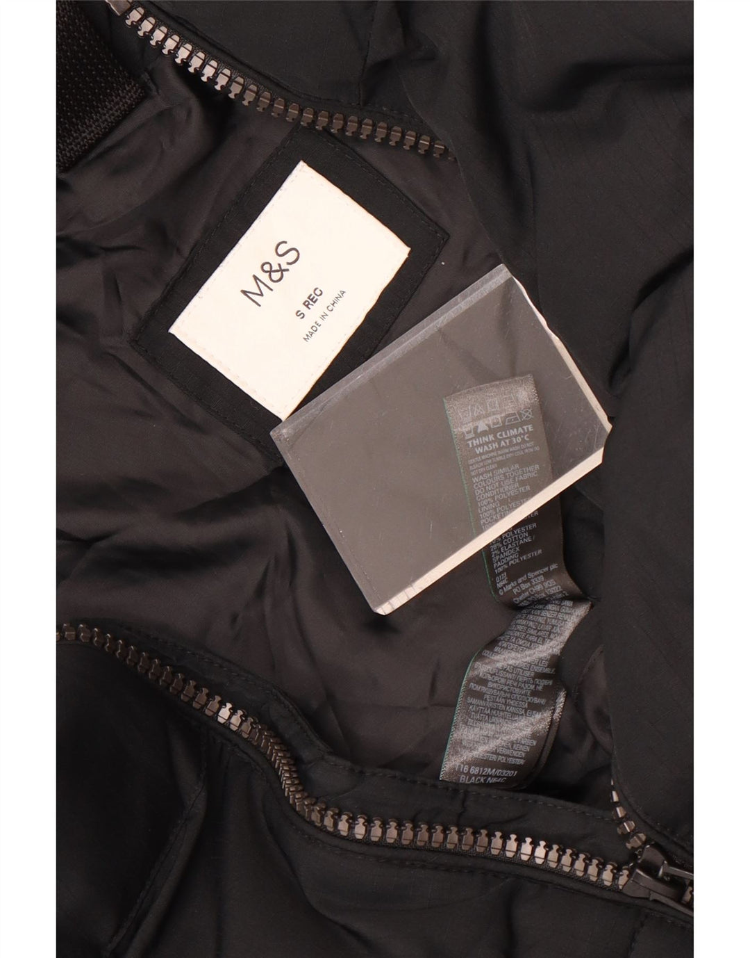 Marks & Spencer Herren Wattierte Jacke UK 36 Small Schwarz Polyester