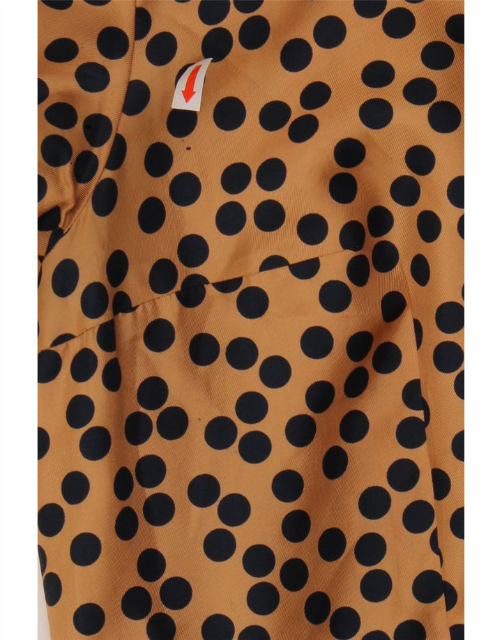 VINTAGE Damen A-Linien-Kleid UK 12 Mittelbraun gefleckt