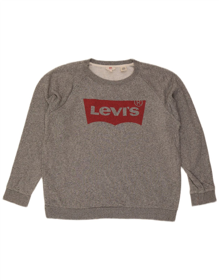 Levi's Herren-Sweatshirt mit Grafik, mittelgrau gefleckte Baumwolle
