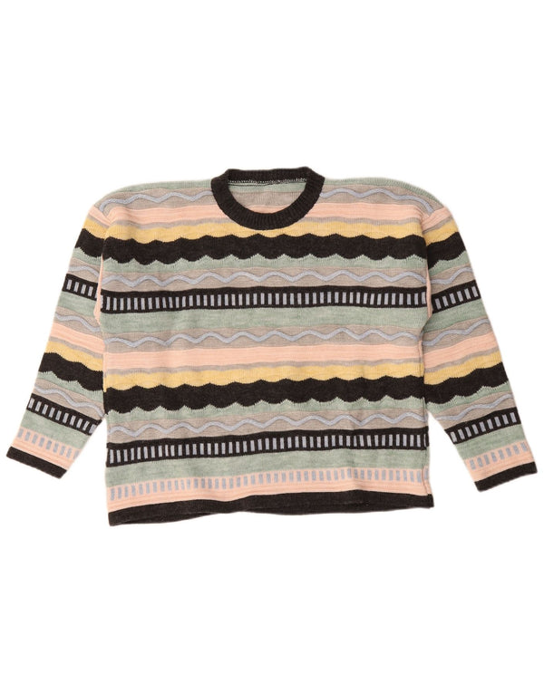 Vintage Damen Pullover mit Rundhalsausschnitt UK 18 XL Bunt gestreift