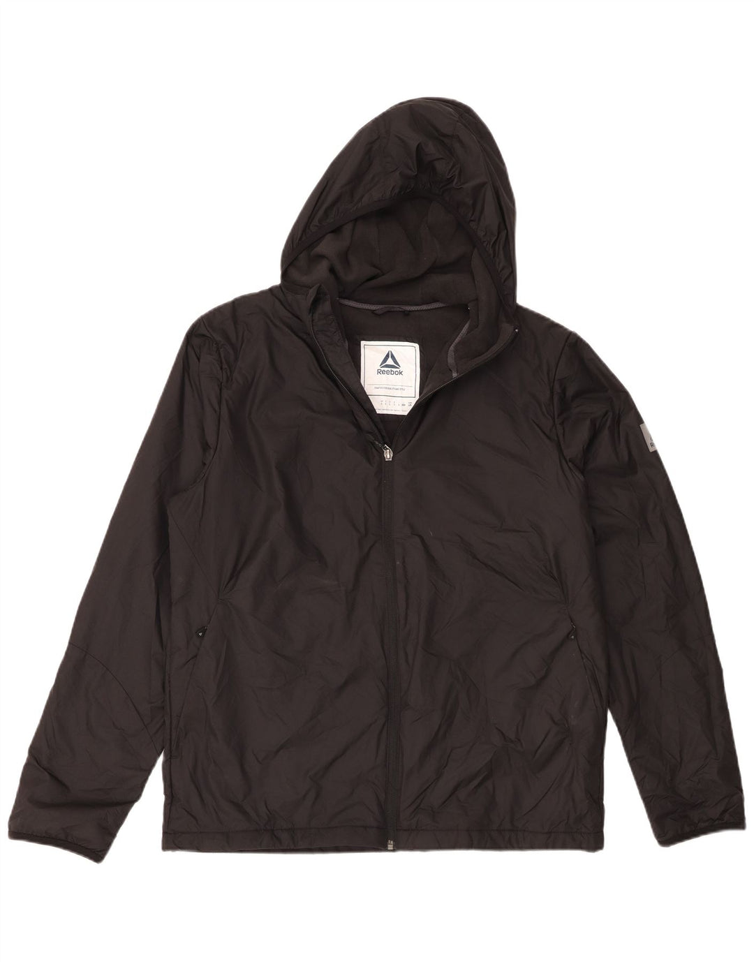 Reebok Herren-Trainingsanzug mit Kapuze, Oberteil, Jacke, groß, aus schwarzem Polyester