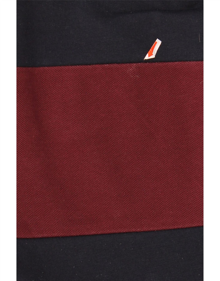 LE SHARK Mens Sweatshirt Jumper Small Navy Blue Colourblock Cotton Vintage Le Shark and Second-Hand Le Shark from Messina Hembry 