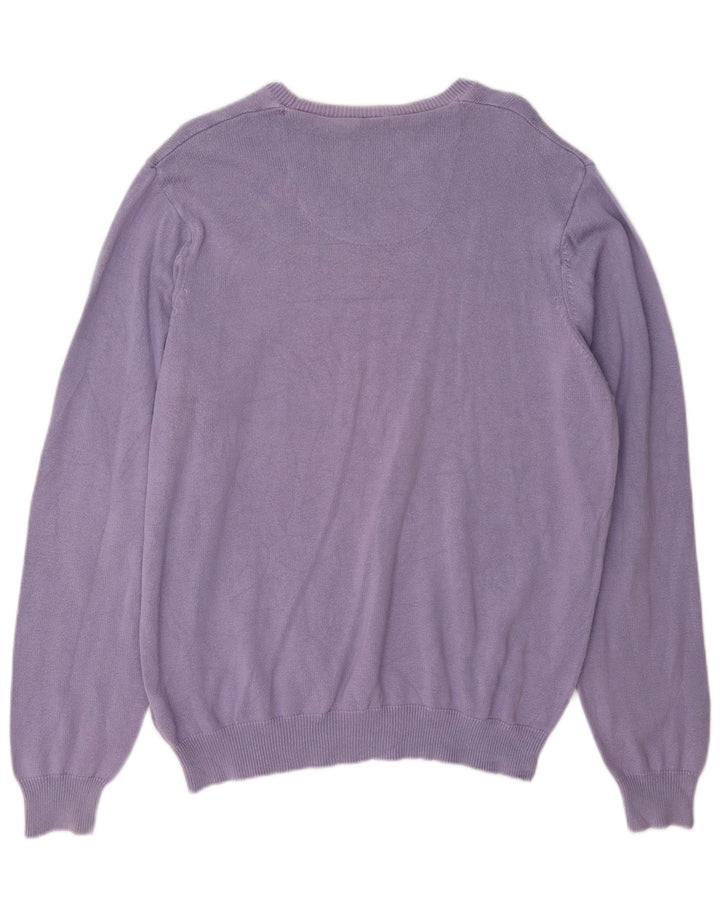 Marks & Spencer Herren Blauer Harbor-Pullover mit U-Boot-Ausschnitt, Größe L, Lila