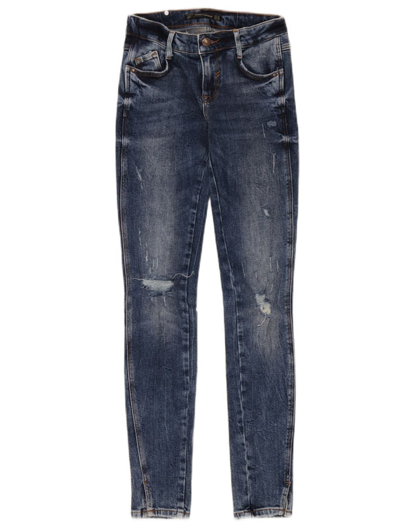 Zara Damen Trafaluc Distressed Skinny Jeans EU 32 2XS W22 L30 Blau
