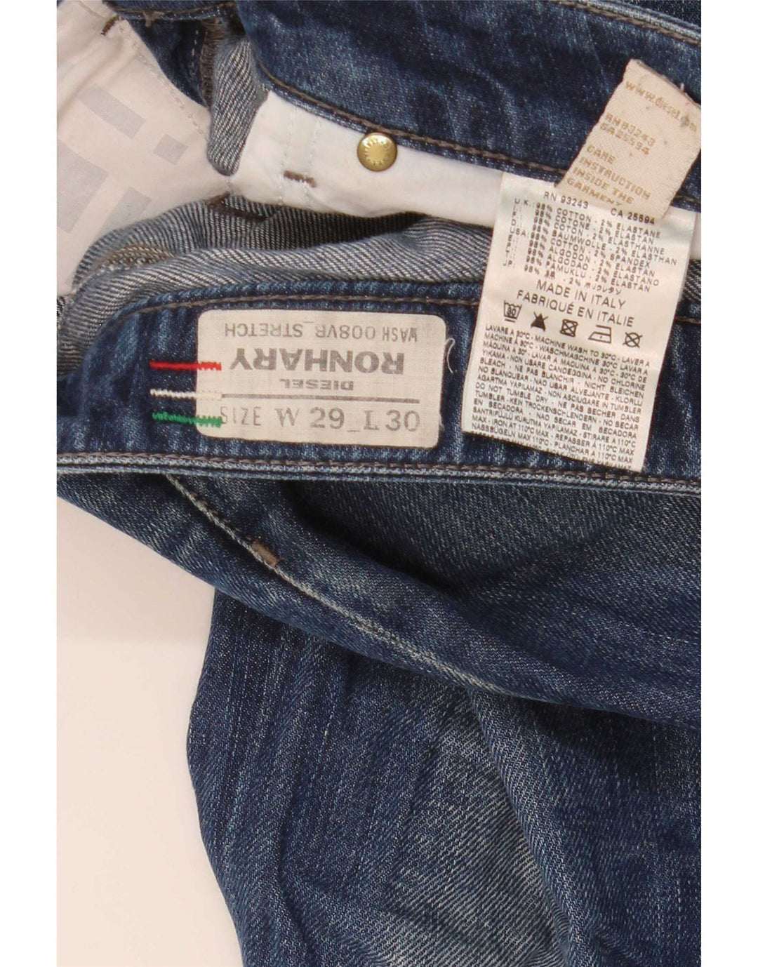Diesel Herren Ronhary Stretch Bootcut Jeans W29 L30 Marineblau Baumwolle