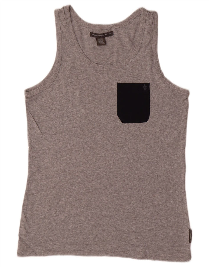 French Connection Herren-Trägershirt aus mittelgrauer Colourblock-Baumwolle