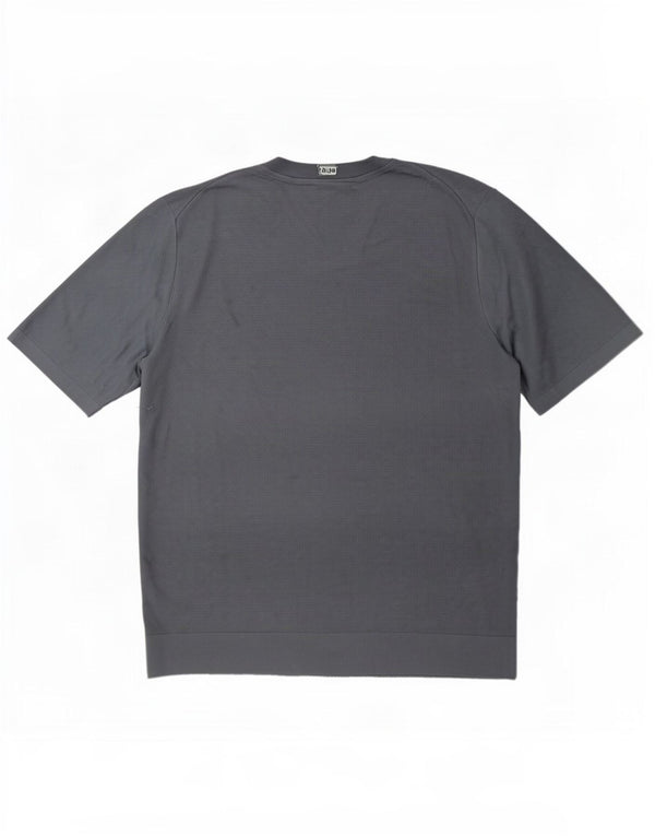 Cos Herren-T-Shirt-Oberteil, normal, mittelblaue Seide