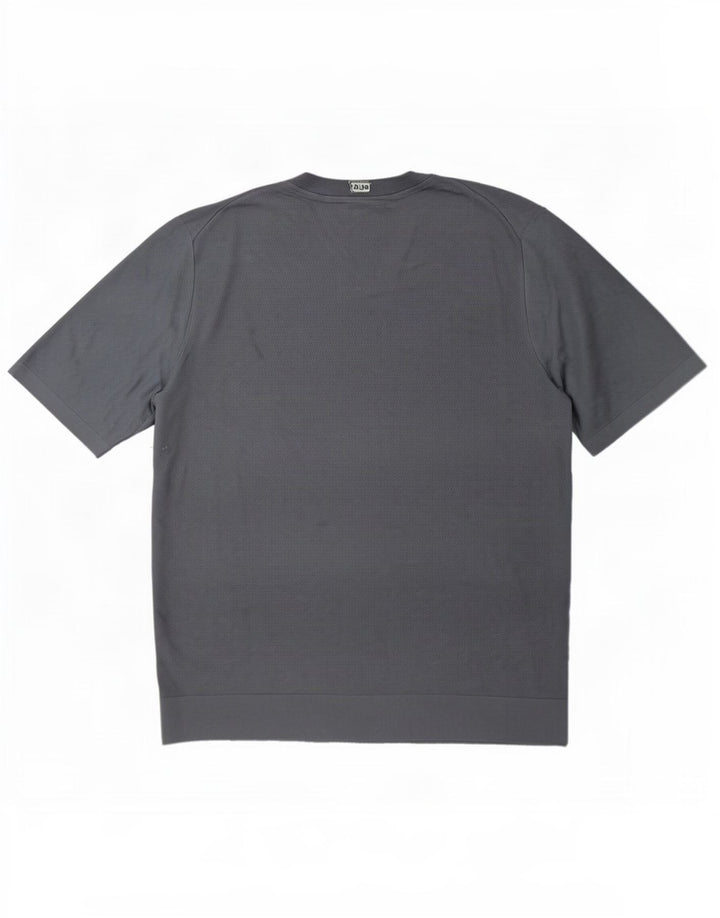 Cos Herren-T-Shirt-Oberteil, normal, mittelblaue Seide