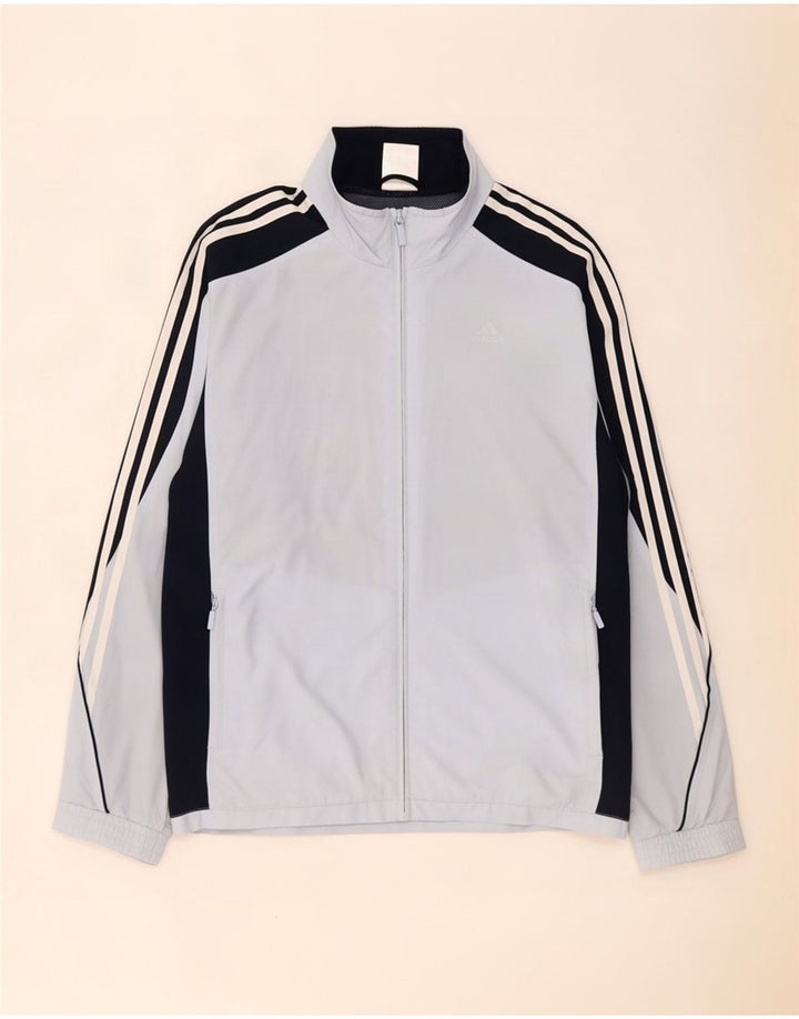 Adidas Herren-Trainingsjacke, mittelblau, Farbblock-Polyester