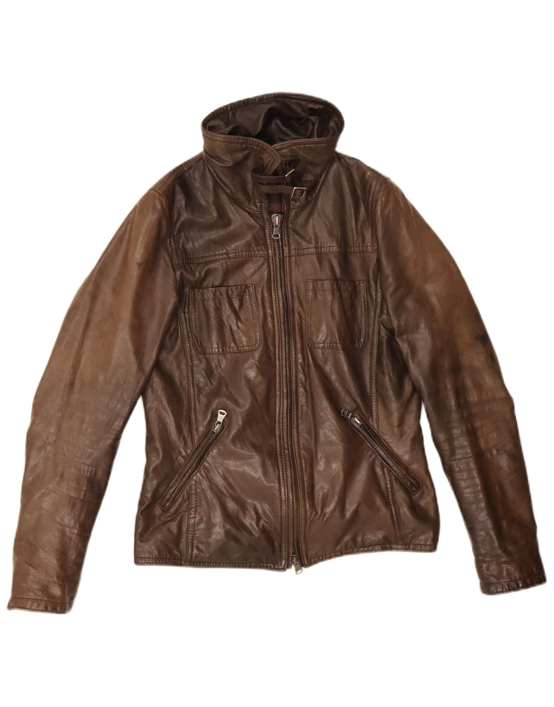 Vintage Damen Lederjacke IT 42 Mittelbraunes Leder