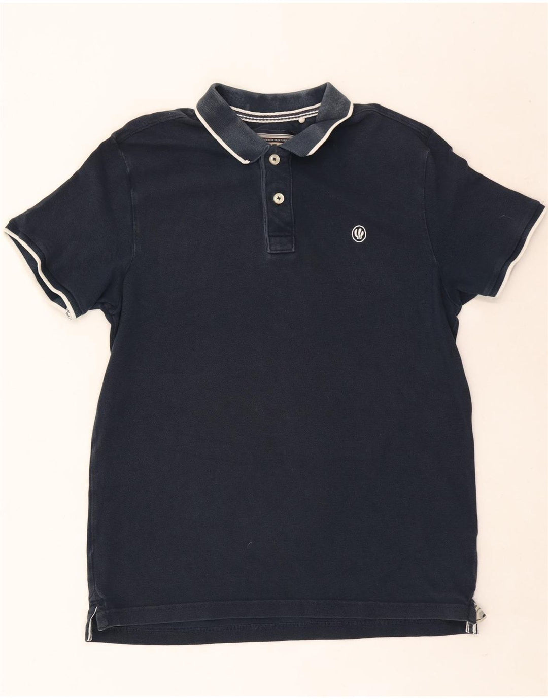 Fat Face Herren-Poloshirt aus mittelblauer Baumwolle in Marineblau