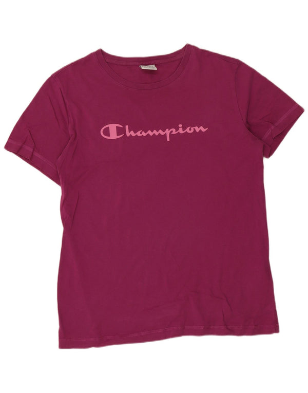 Champion Damen Grafik T-Shirt Top UK 18 XL Lila Baumwolle