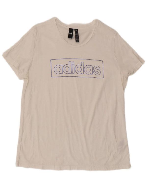 Adidas Damen Grafik T-Shirt Top UK 20/22 XL Weiße Baumwolle