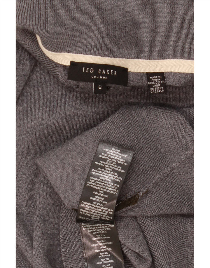 TED BAKER Herren-Pullover mit Reißverschluss am Hals, Größe 6 2XL, graue Wolle