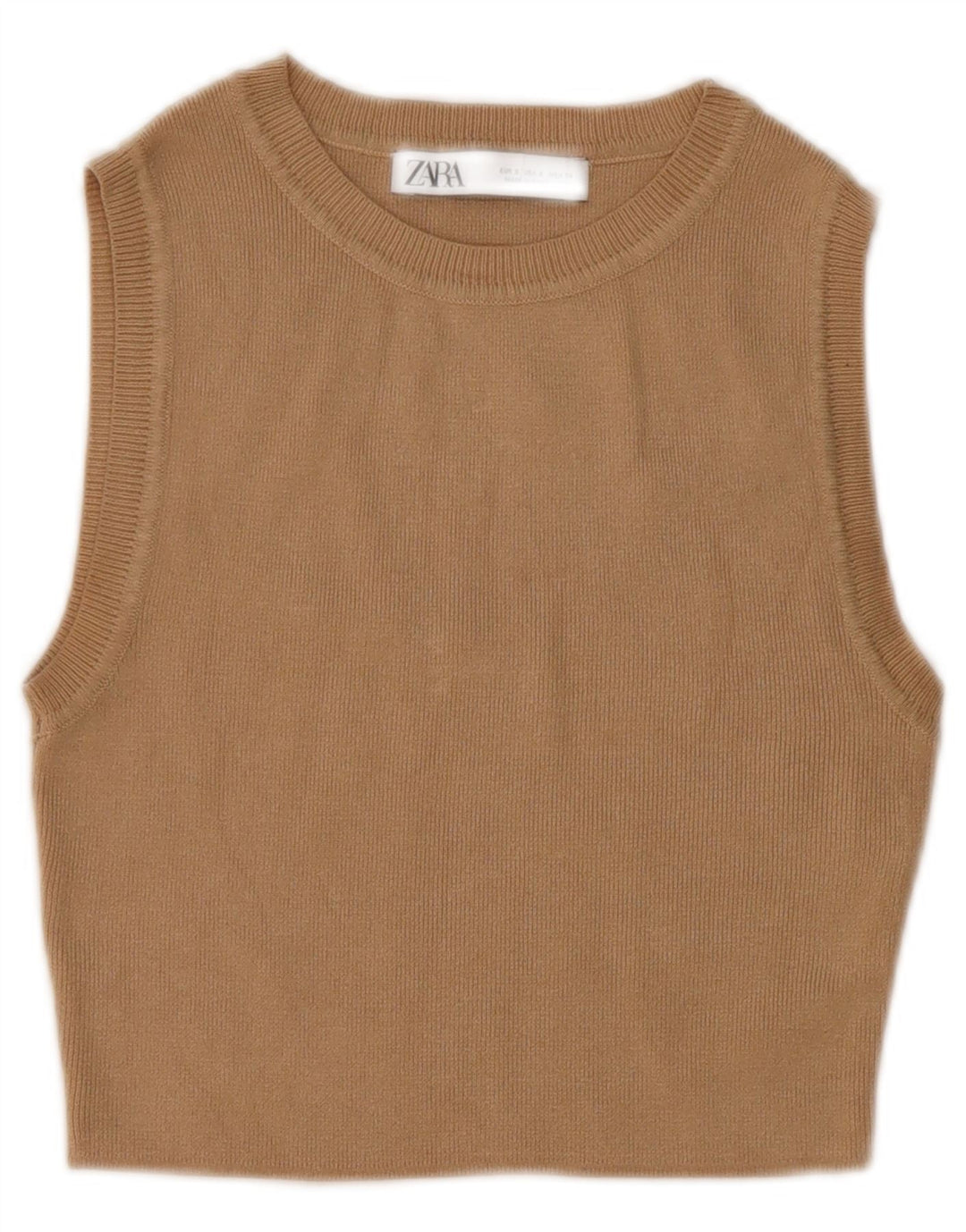 Zara Damen Crop Vest Top UK 8 Small Beige Viskose