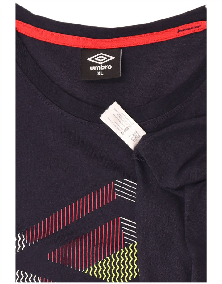 Umbro Damen Grafik-T-Shirt-Oberteil XL aus marineblauer Baumwolle