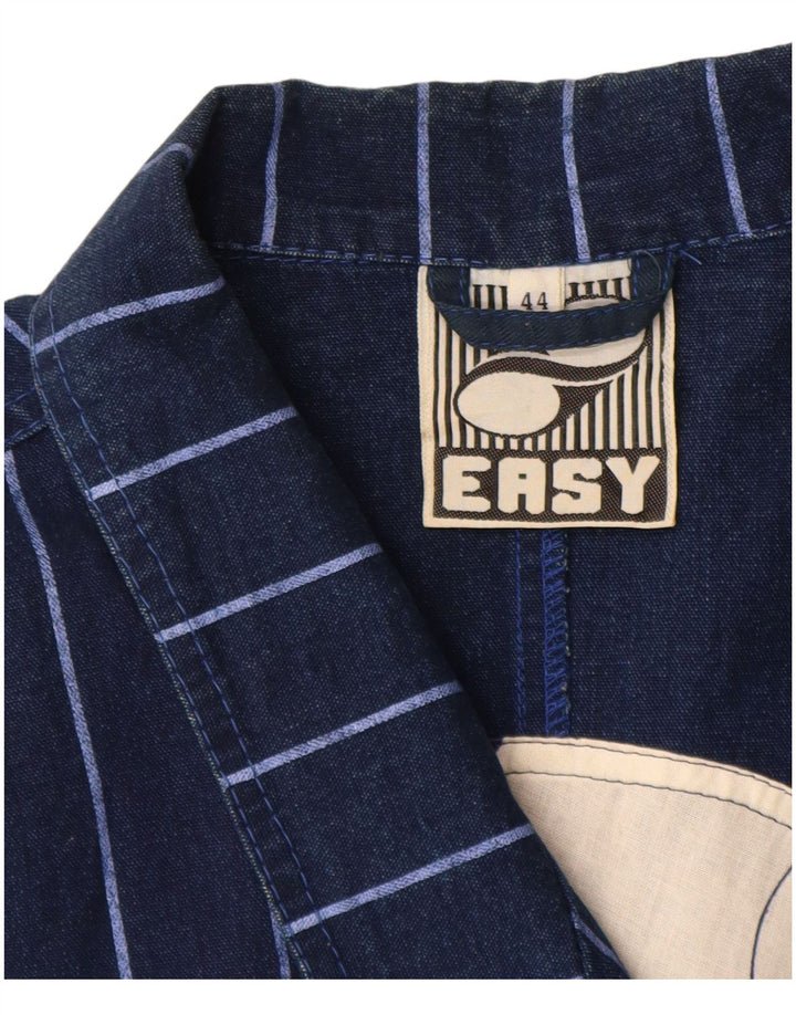 Easy Damen Denim-Blazer-Jacke, Größe IT 44, mittelmarineblau, gestreift, Baumwolle